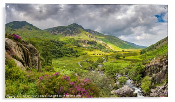 Nant Ffrancon Valley Snowdonia Acrylic by Adrian Evans
