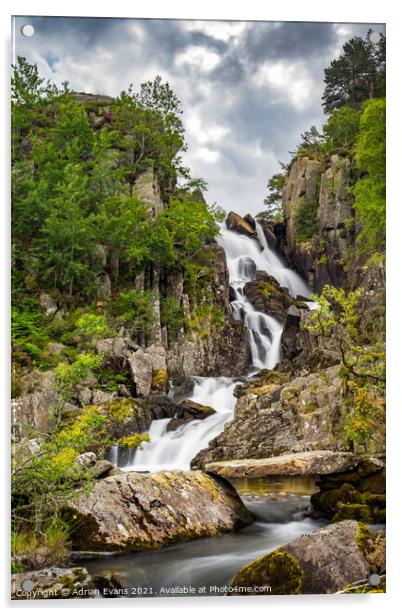 Ogwen River Waterfall Snowdonia  Acrylic by Adrian Evans