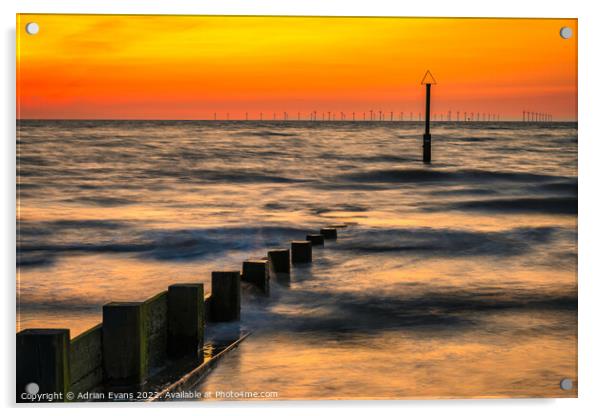 Rhyl Ocean Sunset Wales Acrylic by Adrian Evans