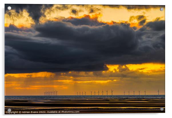  Rhyl Flats Offshore Wind Farm Sunset Acrylic by Adrian Evans