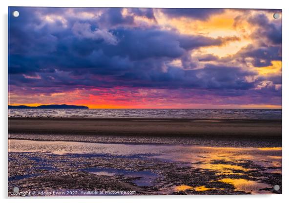 Sunset Welsh Coast Acrylic by Adrian Evans