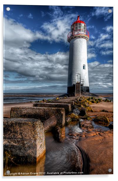 Lighthouse at Talacre Beach  Acrylic by Adrian Evans