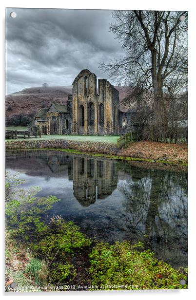 Abbey Reflection Llangollen Acrylic by Adrian Evans