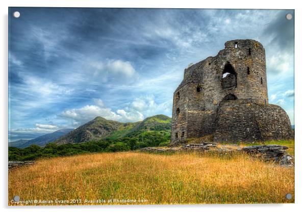 Dolbadarn Castle Acrylic by Adrian Evans