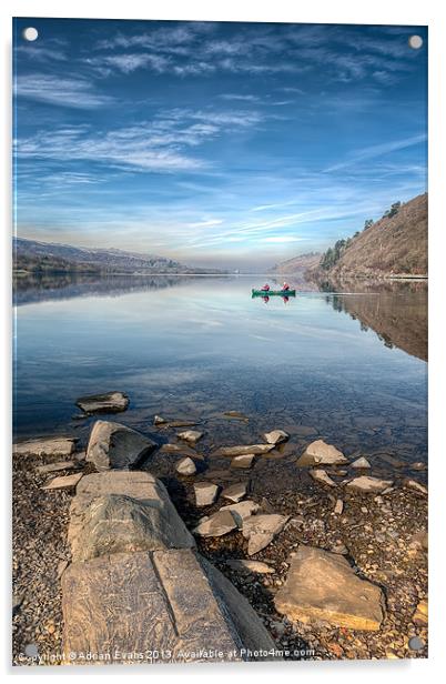 Llanberis Lake Acrylic by Adrian Evans