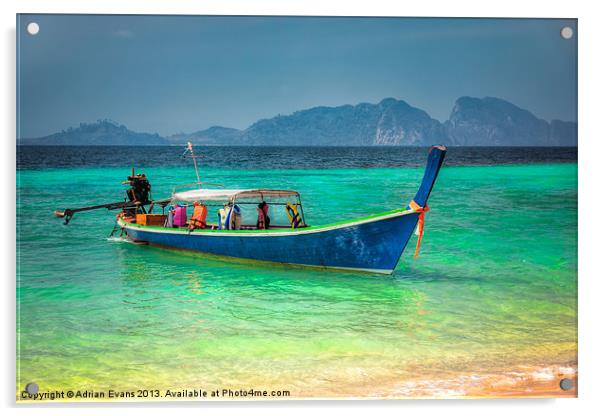 Tourist Longboat Acrylic by Adrian Evans