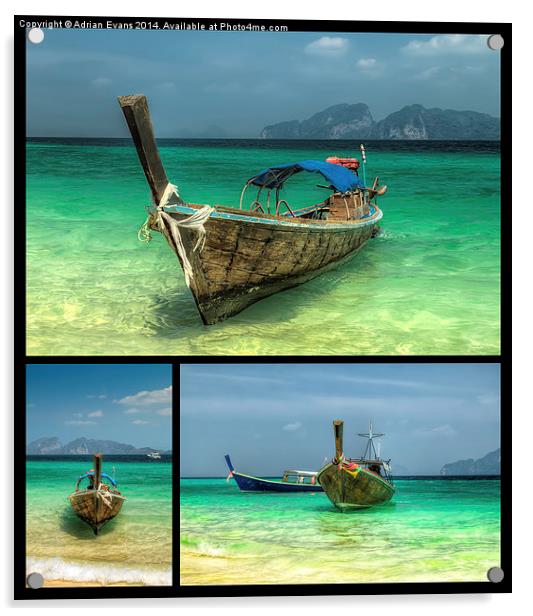 Longtail Boats Thailand  Acrylic by Adrian Evans