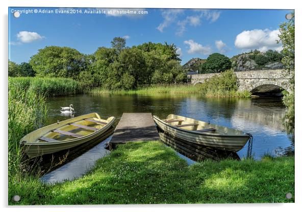 Llyn Padarn Boats Llanberis Wales Acrylic by Adrian Evans