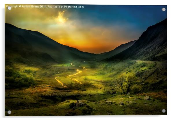 Nant Ffrancon Pass Snowdonia Acrylic by Adrian Evans