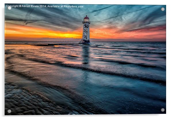 Talacre Lighthouse Wales  Acrylic by Adrian Evans