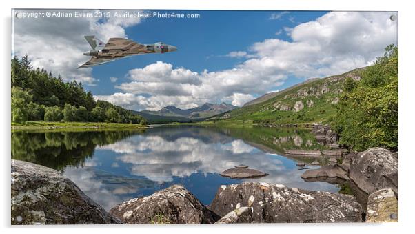 Vulcan Over Mymbyr Lake Snowdonia Acrylic by Adrian Evans
