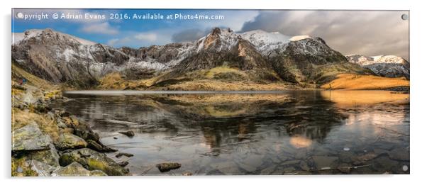 Frozen Idwal Lake Snowdonia  Acrylic by Adrian Evans