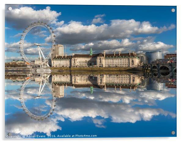 London Eye River Thames Acrylic by Adrian Evans