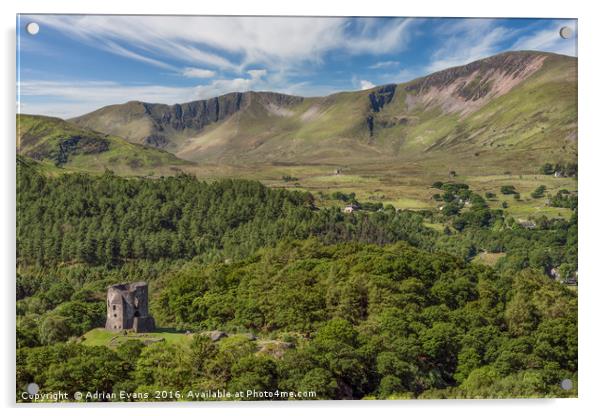 Dolbadarn Castle Llanberis Wales Acrylic by Adrian Evans