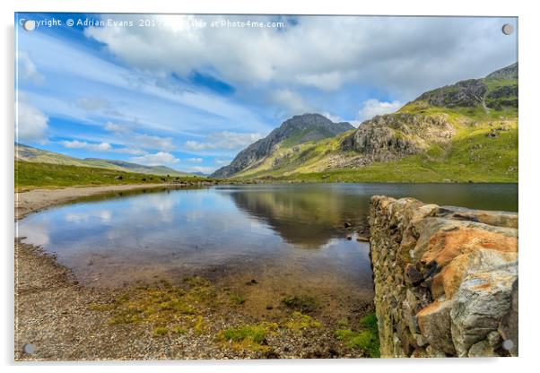 Idwal Lake Snowdonia Acrylic by Adrian Evans