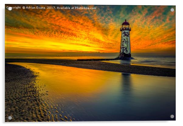 Evening Delight Talacre Lighthouse Acrylic by Adrian Evans
