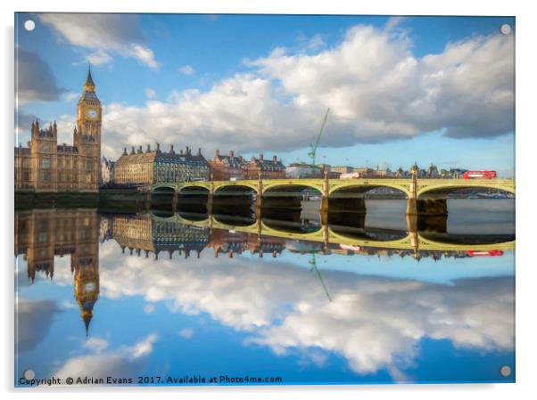 Westminster Bridge London Acrylic by Adrian Evans