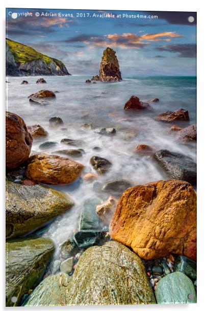 Rhoscolyn Rocky Coastline  Acrylic by Adrian Evans