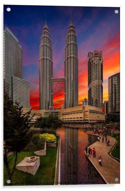 Petronas Towers Sunset Kuala Lumpur Acrylic by Adrian Evans