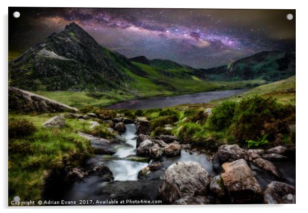 Tryfan Mountain by Starlight Acrylic by Adrian Evans