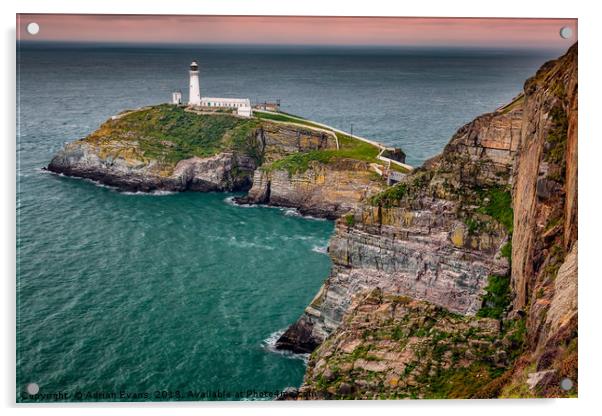 South Stack Lighthouse Anglesey Acrylic by Adrian Evans