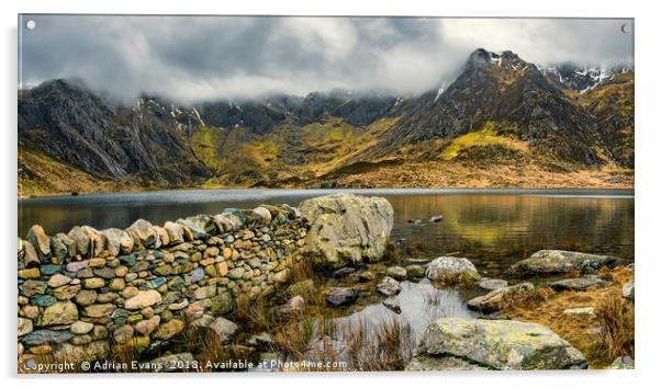 Idwal Lake Snowdonia Acrylic by Adrian Evans