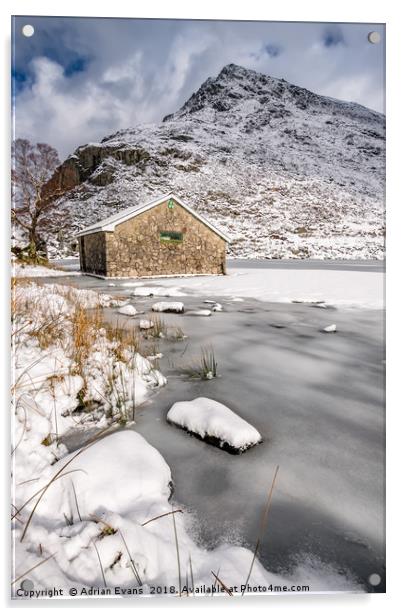 Frozen Ogwen Lake Snowdonia Acrylic by Adrian Evans