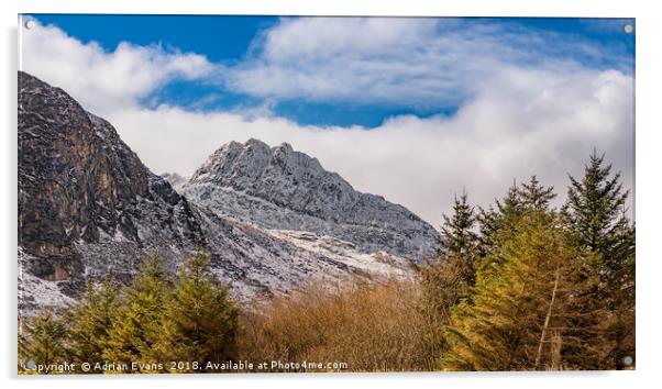 Tryfan Mountains East Face Acrylic by Adrian Evans