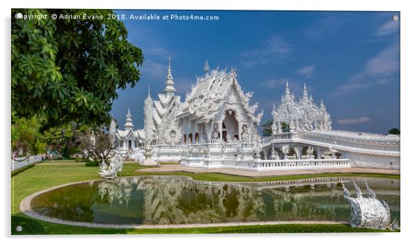 White Temple Thailand Acrylic by Adrian Evans