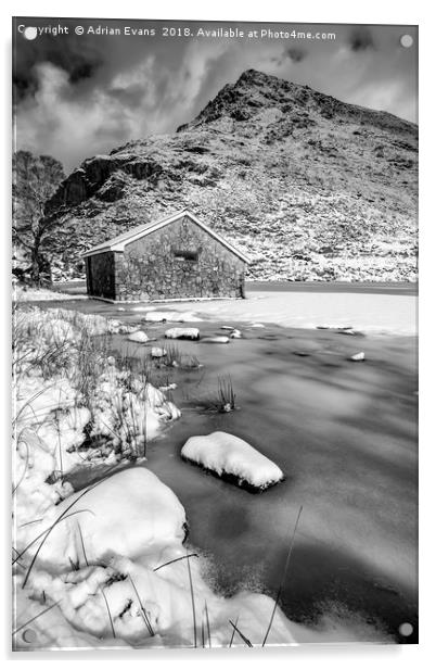 Frrozen Lake Snowdonia  Acrylic by Adrian Evans
