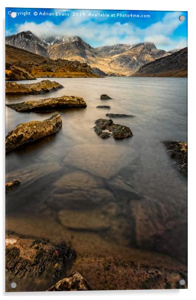Ogwen Lake Snowdonia Acrylic by Adrian Evans