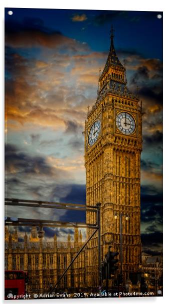 Big Ben London City Acrylic by Adrian Evans