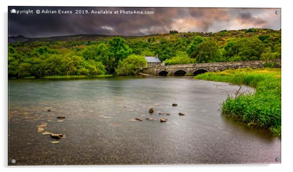 Stone Bridge Llanberis Wales Acrylic by Adrian Evans