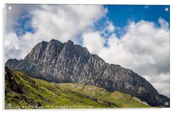 Tryfan mountain East Face Snowdonia Acrylic by Adrian Evans