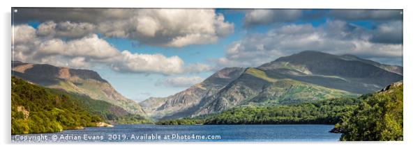 Padarn Lake Snowdonia Panorama Acrylic by Adrian Evans