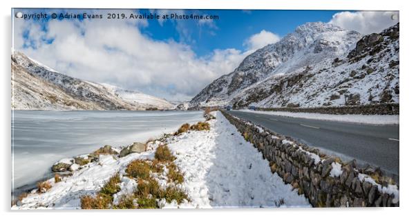 Frozen Lake Snowdonia Acrylic by Adrian Evans