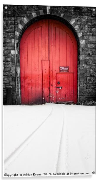 Red Railway Gate Acrylic by Adrian Evans