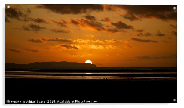Rhyl Sunset Wales Acrylic by Adrian Evans