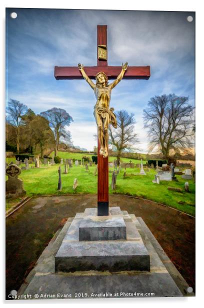 Jesus On The Cross Acrylic by Adrian Evans