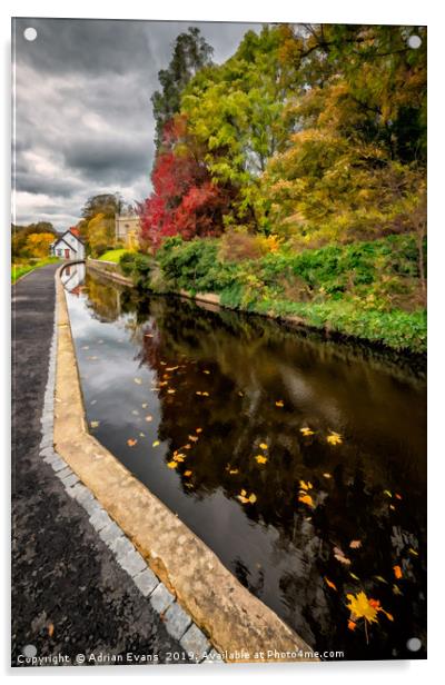 Llangollen Canal Path Autumn Acrylic by Adrian Evans