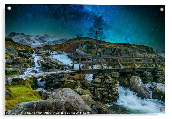 Under The Stars Snowdonia Acrylic by Adrian Evans