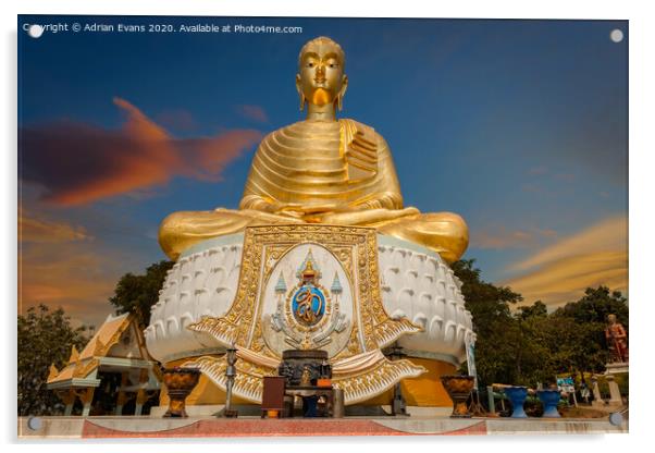 Golden Buddha Tang Sai Temple Thailand  Acrylic by Adrian Evans