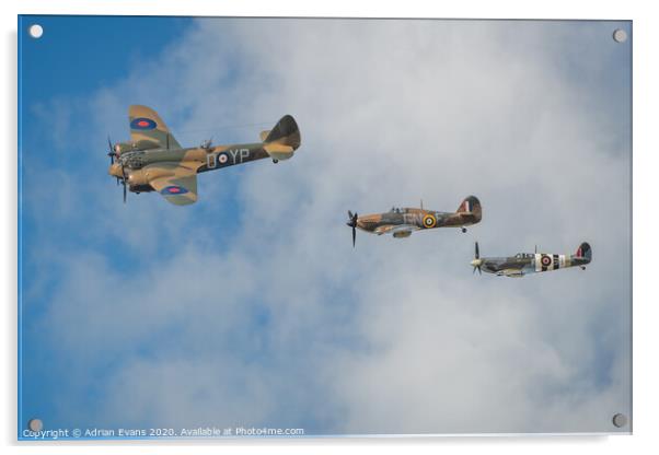 Bristol Blenheim Hurricane and Spitfire Acrylic by Adrian Evans