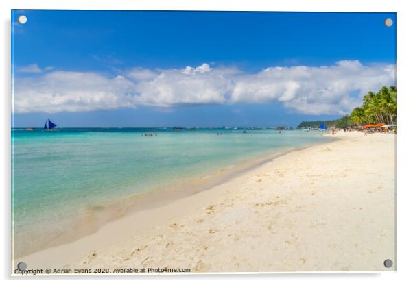 White Beach Boracay Philippines Acrylic by Adrian Evans
