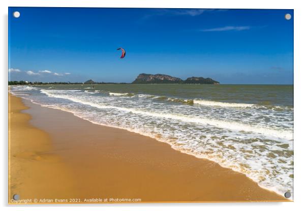 Kite Surfing Thailand Acrylic by Adrian Evans