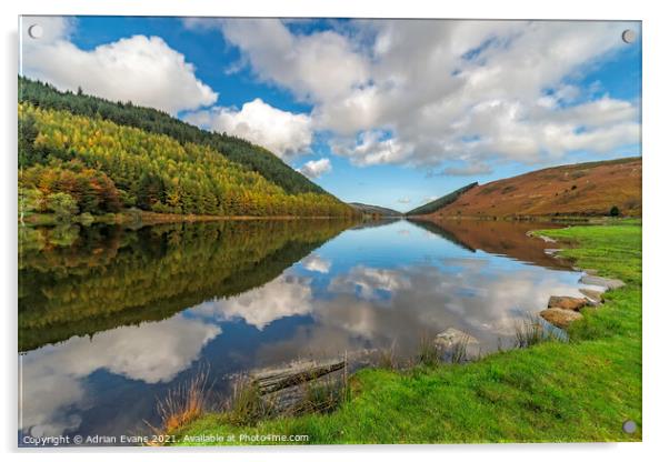 Llyn Geirionydd Autumn Reflections Acrylic by Adrian Evans