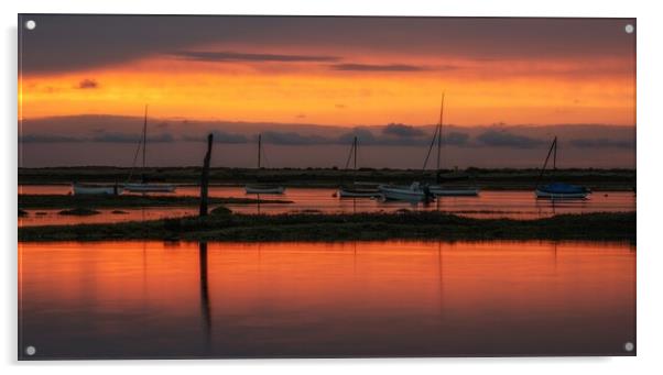 Sunset at Brancaster Staithe Acrylic by Gary Pearson