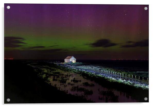 Aurora over the old coal barn Acrylic by Gary Pearson