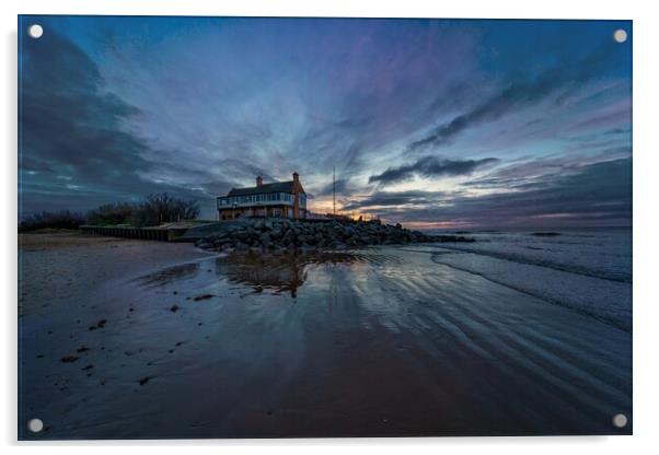 Brancaster beach at sunset  Acrylic by Gary Pearson