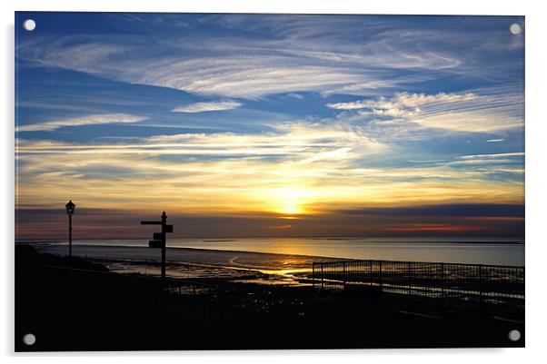 Sunset over Hunstanton beach Acrylic by Gary Pearson
